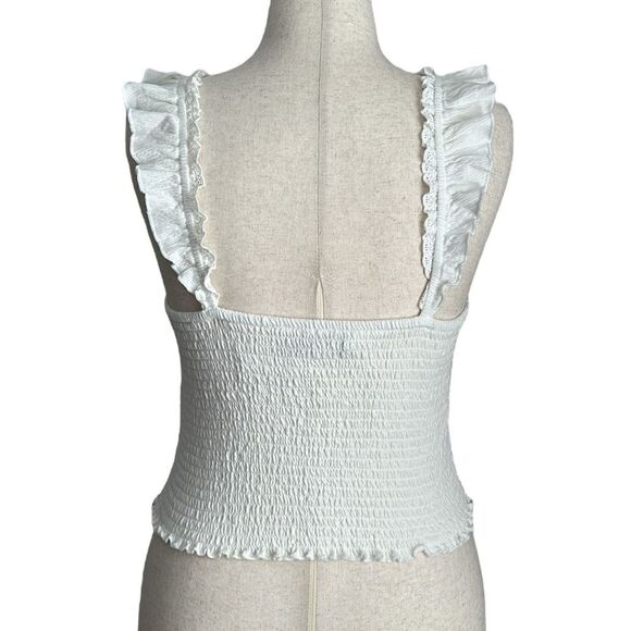 NWT Urban Outfitters Kimchi Blue Sydney Smocked Tank Top White Size XL - Picture 5 of 9